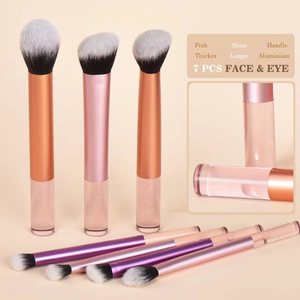 Nouvelle mode 7 pièces ensemble de pinceaux cosmétiques pinceaux éblouis de luxe rose doré véritable technique pinceaux de maquillage - Product Image 5