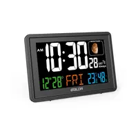Despertador Digital B0359, Higrômetro de Mesa, Termômetro, Temperatura Interna, Fase Lunar, Relógio de Mesa