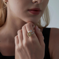 Bague Tournesol Abeille Fidget Spinner en Argent Sterling Plaqué Or Cadeau Meilleur Ami Bijoux d'Amitié Tendance Fleur de Soleil Fidget