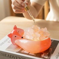 Diffuseur d'arômes artistique en forme de renard, lampe aromatique moderne en résine avec LED et prise USB, veilleuse décorative animale peinte à la main