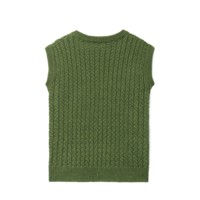 AiNear Großhandel Custom Logo Design Oem & Odm New Custom Ärmellose Rundhals ausschnitt Grünes Kabel Herren Strick pullover aus Baumwolle