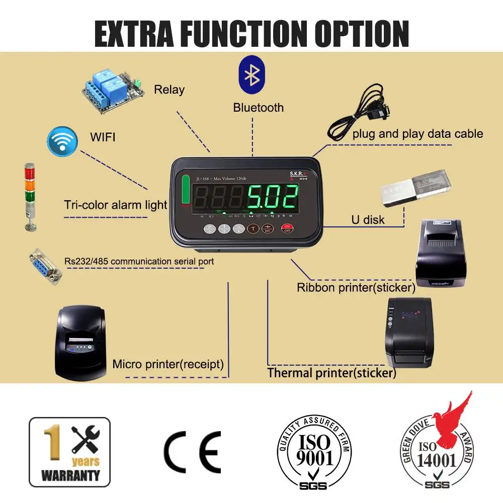 SKR-JL168 control blueteeth electronic smart digital weighing scale indicator with alarm light