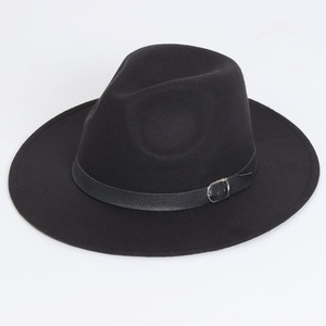 Vente en gros Chapeau en feutre de laine de couleur pure Chapeau de jazz rétro britannique Chapeau de cow-boy à bords plats pour hommes <span class=keywords><strong>et</strong></span> femmes - Product Image 2
