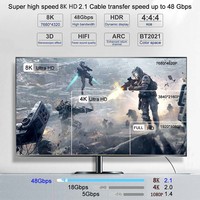 Cable HDMI a HDMI 2.1 Digital de Alta Calidad, 8K 60Hz 4K 120HZ 48Gbps, para Laptop, TV, Monitor, Proyectores