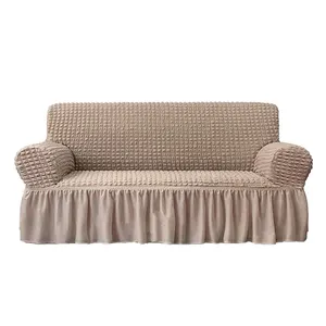 jacquard stretchable Bubble Fabric Stretch Sofa Cover Fitted Elastic Couch Covers With Skirt