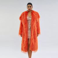 Manteau en fausse fourrure orange luxueux pour femmes, long et moelleux, en fourrure synthétique, veste chaude d'hiver