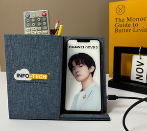 Lg8188 Handmade Da Máy Tính Để Bàn Tổ Chức Bán Buôn Biểu Tượng Tùy Chỉnh 10W/15W Không Dây Sạc Đứng Văn Phòng Chủ Bút - Product Image 4