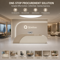 Comptoir d'accueil écologique en MDF à panneaux cannelés avec base lumineuse LED et armoire de rangement pour salon de beauté et usage commercial