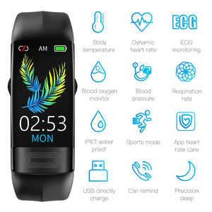 Chất lượng cao P11 cộng với Vòng đeo tay Heart Rate Monitor Android thể thao ECG huyết áp nhiệt độ cơ thể thông minh đồng hồ - Product Image 5