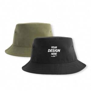 Estilo de deporte al aire libre personalizado tela impermeable añadir bordado Logo cubo sombrero con cuerda cubo sombrero - Product Image 1