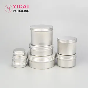 Aluminum Jar With Screw Cap 5mL 10mL 30mL 50mL 60mL 80mL 100mL 120mL 150mL 180mL Round Silver Cosmetic Lid Tin Container Can