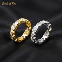 Bague Éternité Scintillante 3,5 mm en Moissanite VVS, Argent Sterling 925 Plaqué Or 18K, Sertissage Griffe, Personnalisée pour Homme Style Rappeur