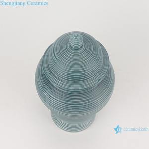 RZMS22-A-B stile nordico vaso di fiori con motivo a righe in porcellana smaltata verde e bianca vasi di zenzero con coperchio Lata de galletas de porc - Product Image 5