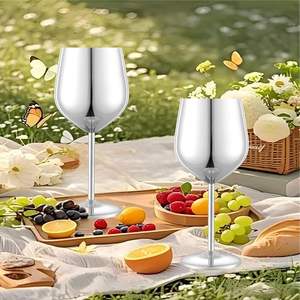 Verre à <span class=keywords><strong>vin</strong></span> classique en acier inoxydable 18 oz incassable argenté, cadeau <span class=keywords><strong>d</strong></span>'affaires unique en métal, conçu pour le camping en plein air et l'utilisation en piscine - Product Image 5
