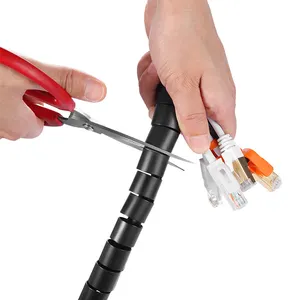Manchons de fils électriques, gestion de câbles en spirale, couleur grise et noire, vente en gros - Product Image 1