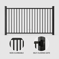 Panel de Cerca Decorativa de Acero Negro con Recubrimiento en Polvo, Estilo Hierro Forjado, Fuente para Patio, Tamaño Personalizado