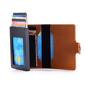 Cartera de metal de aluminio de cuero de <span class=keywords><strong>los</strong></span> titulares de tarjetas de crédito del negocio RFID para el hombre - Product Image 1