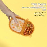 Boîte à sauce et assaisonnements en silicone personnalisée à double compartiment, portable, avec couvercle, inodore, de qualité alimentaire, pour déjeuner/collation, 300 ml