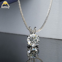 Collier à pendentif en diamant de laboratoire Goldleaf 1/2/3ct de forme ronde 10k 14k 18k or blanc solitaire blanc Def Lab pour femme
