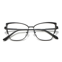 Lunettes anti-lumière bleue pour femmes, style européen et américain, monture complète en métal, verres PC incrustés de diamants, effet œil de chat