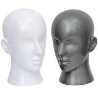 Prix d'usine Tête de mannequin homme en plastique durable, blanc/noir brillant, avec support de présentation, pour perruques, chapeaux et accessoires