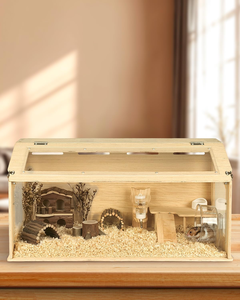 Jaula Plegable de Madera para Hámster con Diseño de Múltiples Niveles para Uso como Hábitat para Mascotas Pequeñas - Product Image 5