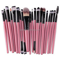Échantillons gratuits Super Hot Professionnel Luxe Haute qualité Vegan 20 pièces Ensemble de pinceaux de maquillage pour le visage de couleur personnalisée avec sac
