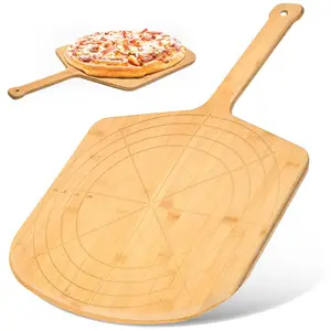Casca de madeira para pizza, de origem sustentável, de bambu, para assar pizza caseira e pão, sem rachaduras ou rachaduras