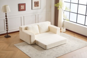 Sofá de Dos Plazas, Cómodo Sofá Cama con Asiento Profundo, Moderno Sofá Pequeño de Pana <span class=keywords><strong>para</strong></span> Sala de Estar o Dormitorio - Product Image 5