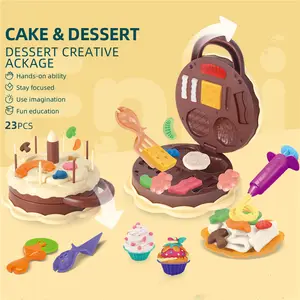 Jouets en argile créatifs gâteau Dessert cuisson modelage pâte à modeler ensemble fenêtre boîte emballage argile pâte à modeler pour enfants