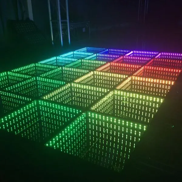 Sıcak manyetik 3D interaktif Led dans pisti düğün için taşınabilir ışık sonsuzluk ayna kablosuz uzaktan PC parça olay kiremit