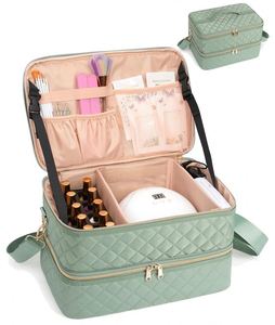 Sac de transport BSCI grande capacité OEM double couche pour 30 vernis à ongles et lampe UV, organisateur pour femmes - Product Image 5