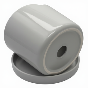 Pot de fleurs en céramique cylindrique droit, traditionnel, écologique, pour l'arrosage et la plantation, avec plateau simple et personnalisé - Product Image 4