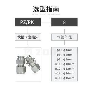 โซนี่ 304 ข้อต่อสแตนเลสแบบเร็ว PZ สำหรับท่อลม PK6/8/10/12 แบบตรง - Product Image 2