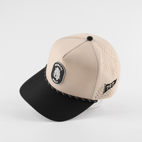 Casquettes de baseball Oxford perforées au laser personnalisées en gros d'usine, bicolores, avec logo en patch ovale en caoutchouc et cordon sur le devant, chapeaux de sport et de golf unisexes
