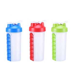 Bán buôn Cá nhân hoá biểu tượng tùy chỉnh phòng tập thể dục protein Máy xay sinh tố nhựa Shaker cup chai với Pill hộp - Product Image 5