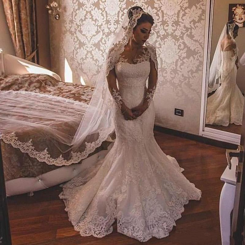 Vintage Mermaid Wedding Dress - Long Sleeve 2020 Lace Appliques
