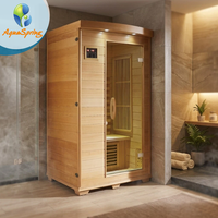Ruang Sauna Inframerah Dalam Ruangan Modern untuk 1-2 Orang, Kayu Hemlock Kanada, Pemanas, EMF Rendah, Kontrol APP, Sauna Inframerah Jauh