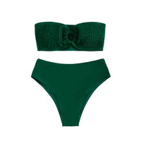 Nouveau design 3D fleur 2 pièces Bikinis couleur unie Bandeau femme maillots de bain Sexy Patchwork tongs bas pour les filles