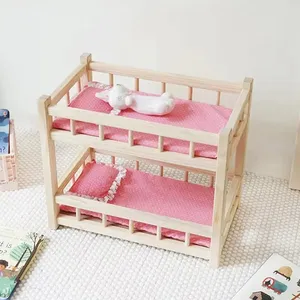 Çocuklar oyuncak bebek yatağı prenses yatak rol oynamak ahşap bebek sallanan yatak oyuncak seti