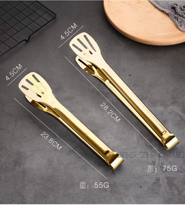 ที่คีบอาหารโลหะสำหรับร้านอาหาร ขนาด 5 7 <span class=keywords><strong>9</strong></span> 12 นิ้ว ที่หนีบอาหารสีทอง อุปกรณ์ครัวสำหรับอาหารและเครื่องดื่ม ที่คีบอาหารสแตนเลส 304 - Product Image 2