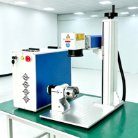 Machine de marquage laser à fibre séparée 20W 30W 50W 60W 100W avec module rotatif pour bagues de pigeon, bagues de patte d'animal, LAS DST, écologique, CNC