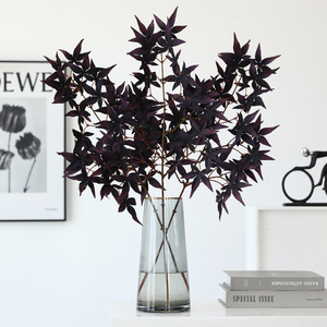 S768 Halloween Trang Trí Mùa Thu Màu Đen Lá Mô Phỏng Hoa Giả Phục Sinh Làm Vườn Trang Trí Nhân Tạo Maple Leaf Chi Nhánh - Product Image 4