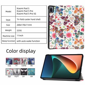 เคสฝาพับหนัง PU สามทบพิมพ์ลายสีสำหรับ Xiaomi mipad 5 /mipad 5 <span class=keywords><strong>pro</strong></span>/mipad <span class=keywords><strong>Pro</strong></span> <span class=keywords><strong>5G</strong></span> <span class=keywords><strong>11</strong></span> "เคสแท็บเล็ต2021 - Product Image 5