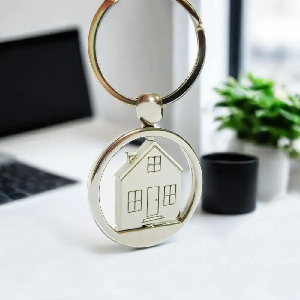 Custom Metal House Shape Keychain Personalized Metal Souvenir Keychains Zinc Alloy Metal Keychain Crafts