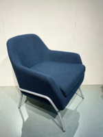 Fauteuil de salon rembourré GCON en tissu bleu, fauteuil d'appoint pour chambre d'hôtel et hall GCON
