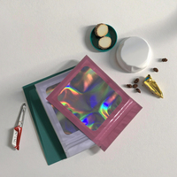 Petits sacs en plastique colorés, étanches à l'odeur, avec fermeture éclair, sacs en aluminium holographiques refermables