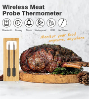 Termometer Daging Digital Bluetooth Pintar Sensor Akurasi Tinggi Ganda Konstruksi Logam Kontrol Aplikasi Alarm Akurasi 0.1 Dapur