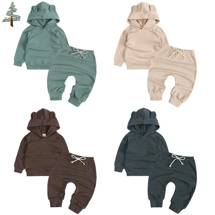 Bambini ragazzi vestiti per ragazze autunno tinta unita girocollo felpa con cappuccio manica lunga + pantaloni della tuta felpa con cappuccio bambino Set per bambino