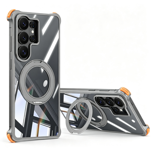 Nueva Carcasa Metálica Transparente para Teléfono con Panel Trasero de PC para Samsung S26 S25 Ultra con 360 °   Funda Magnética Antigolpes sin Marco con Soporte de Anillo - Product Image 1
